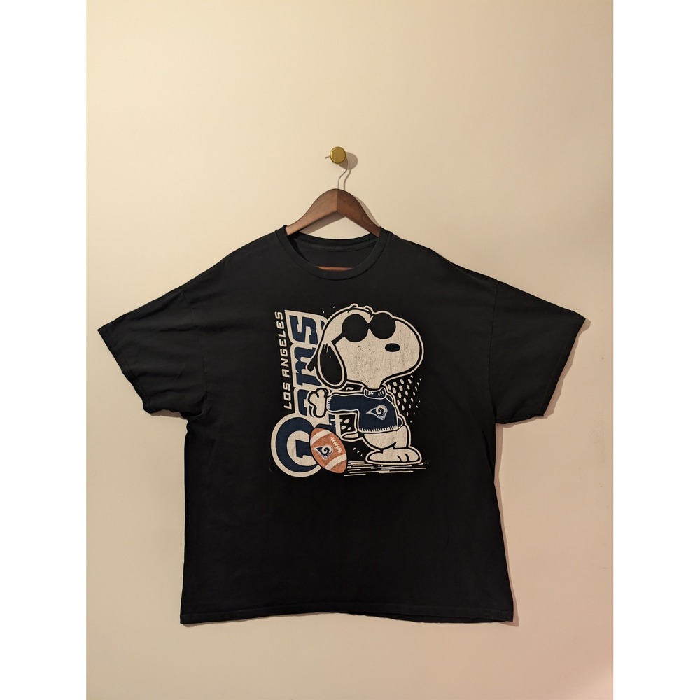 Peanuts LA Rams Snoopy T-Shirt Mens XL Black Excellent NFL Football Graphic Tee